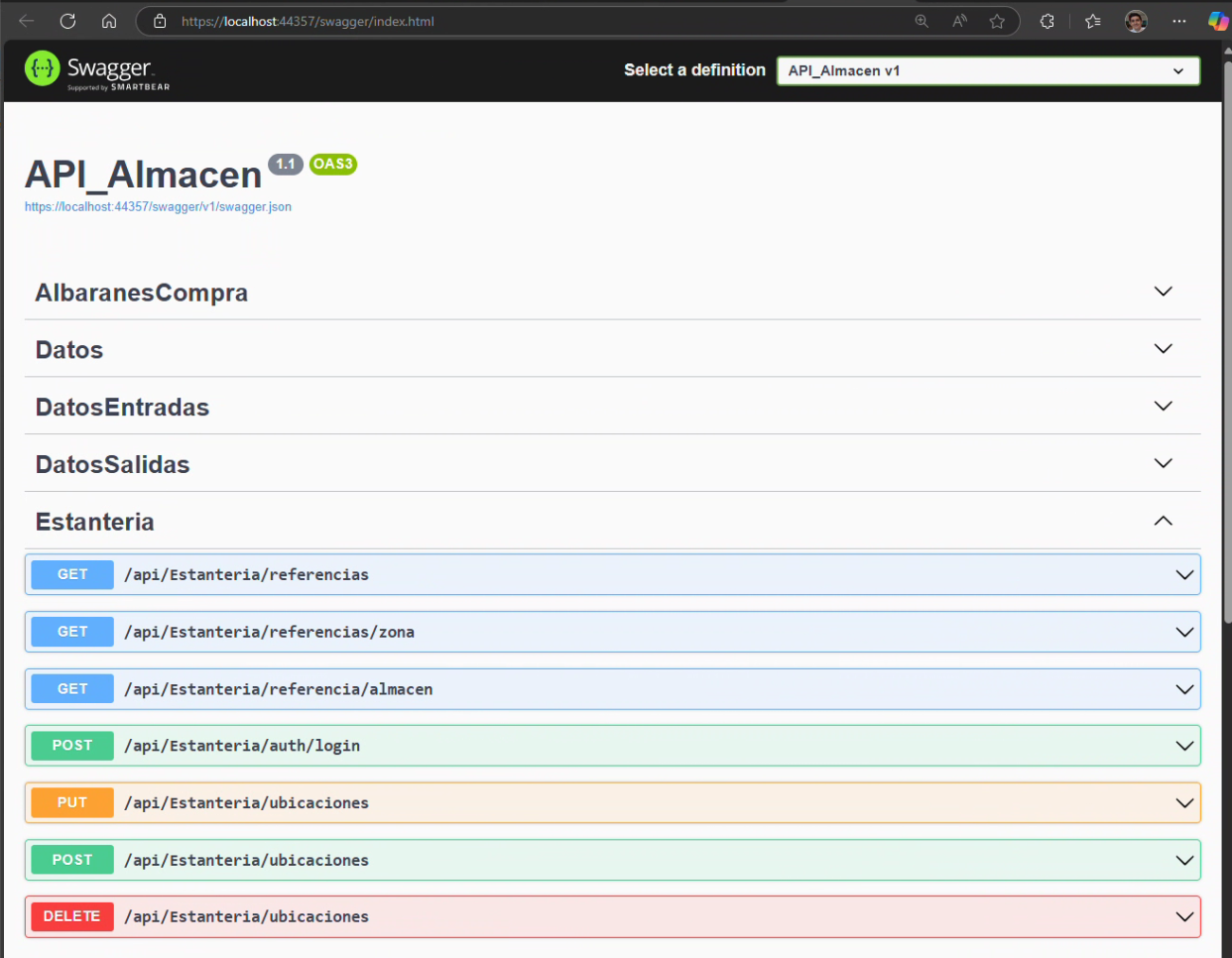 Captura de pantalla del proyecto API Almacén - RESTful Service - API RESTful completa en .NET Core para gestión integral de almacenes.