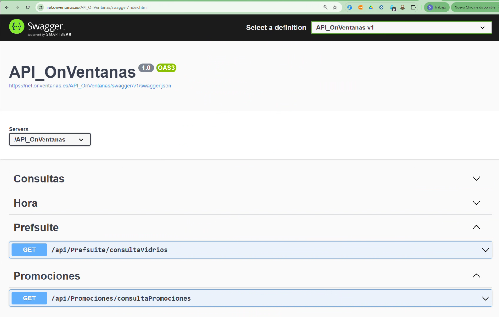 Captura de pantalla del proyecto API OnVentanas - Gestión de Ventanas - API para gestión y administración de ventanas con integración Active Directory.